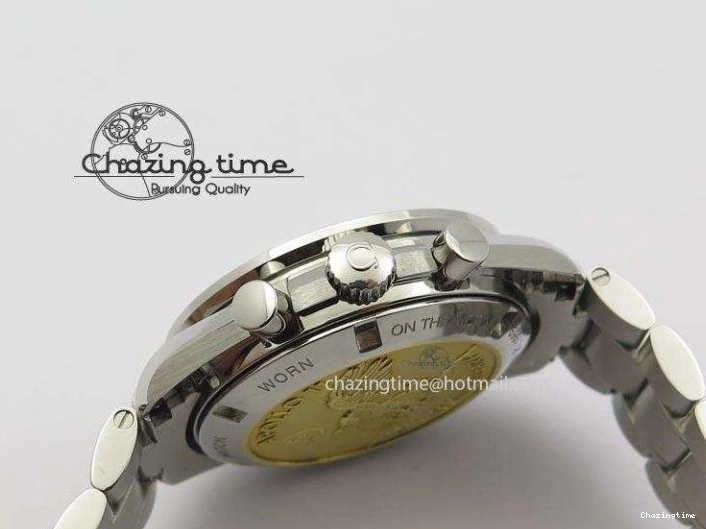 0315 Effortless Speedmaster Apollo 11 On SS Bracelet Manual Winding Chrono Movement 8225